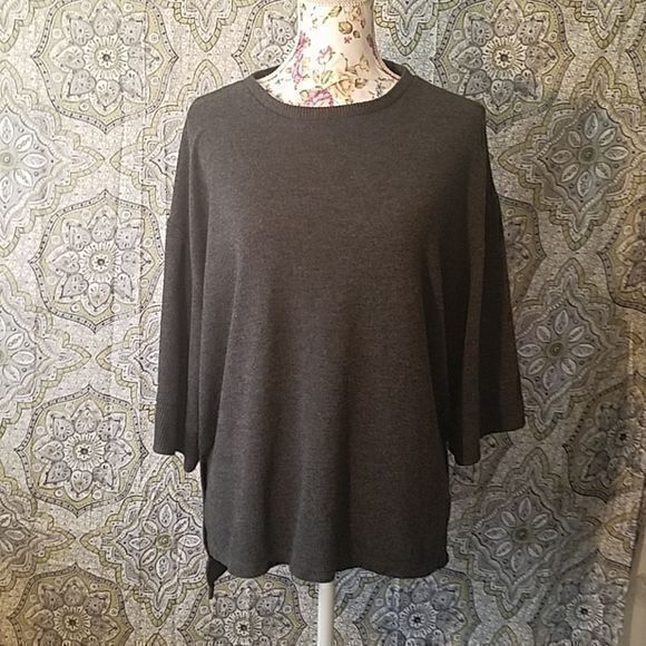 Zara Oversized Dark Grey 3/4 Wide Sleeve Swtr‎ Sz S - Picture 1 of 5